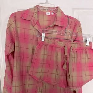 Plaid flannel PJ shorts set